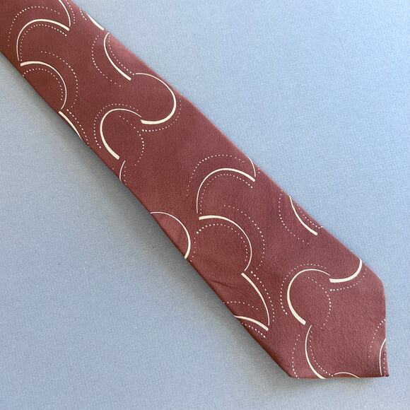 Chloe‎ tie men’s silk brown cream retro 20’s art deco luxury jazz